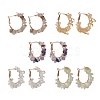 Natural Gemstone Chips Beaded Hoop Earrings EJEW-JE05175-1