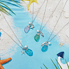 ANATTASOUL 4Pcs 4 Style Twist Teardrop Glass & Alloy Ocean Theme Pendant Necklaces Set NJEW-AN0001-57-7