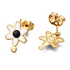 304 Stainless Steel Enamel Stud Earring Findings STAS-T052-43G-01-2