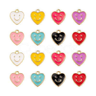 64Pcs 8 Colors Alloy Enamel Pendants ENAM-CJ0002-10-1