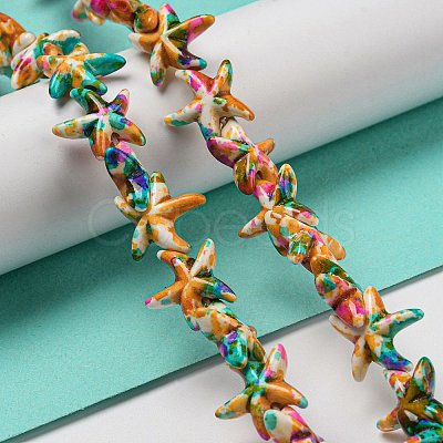 Spray Painted Synthetic Turquoise Beads Strands G-E617-A01-01-1