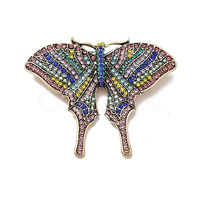 Colorful Rhinestone Butterfly Lapel Pin JEWB-P014-04AG-1