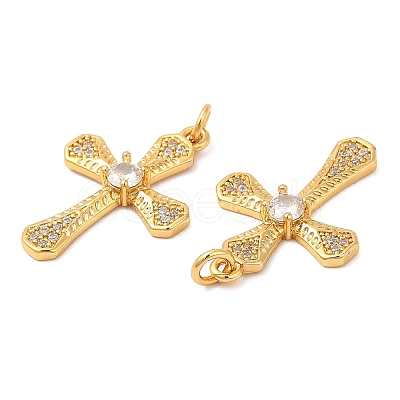 Brass Micro Pave Cubic Zirconia Pendants KK-P236-24G-1