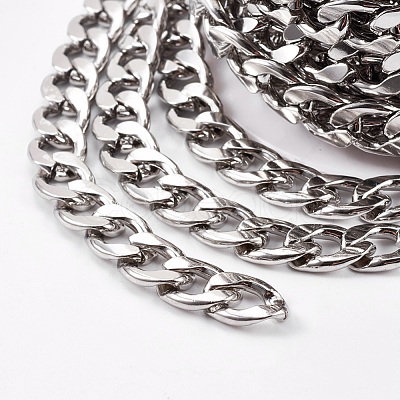 Tarnish Resistant 304 Stainless Steel Cuban Link Chains CHS-E013-17C-1