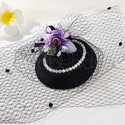 Polyester Birdcage Bridal Veil Netting with Chenille Dot AJEW-WH0471-103C-04-1