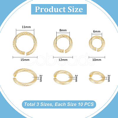 Unicraftale 30Pcs 3 Styles 304 Stainless Steel Jump Ring STAS-UN0054-61-1