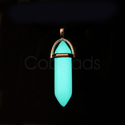 Bullet Pointed Synthetic Luminous Stone Pendants LUMI-PW0001-055-B-1