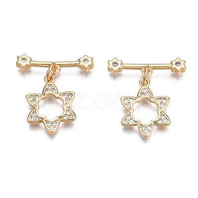 Brass Micro Pave Clear Cubic Zirconia Toggle Clasps KK-Q278-012-NF-1