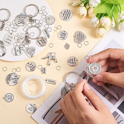 DIY Motivation Word Charm Keychain Making Kit DIY-SZ0008-38-1