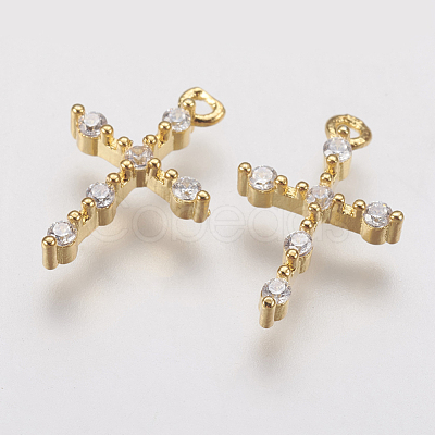 Brass Micro Pave Cubic Zirconia Charms X-ZIRC-G133-07G-1