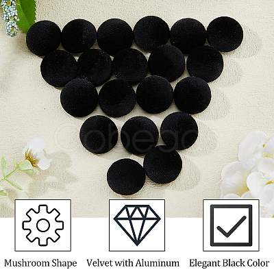 SUPERFINDINGS 20Pcs Velvet with Aluminum Shank Buttons BUTT-FH0001-009A-1