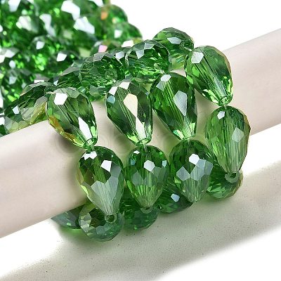 Electroplate Glass Beads Strands X-EGLA-D015-15x10mm-19-1