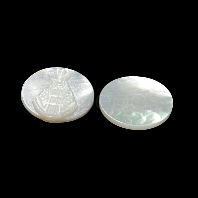 Carved Natural White Shell Cabochons SSHEL-N038-06B-03-1