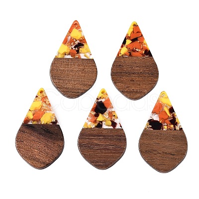 Transparent Resin and Walnut Wood Pendants RESI-T057-06M-1