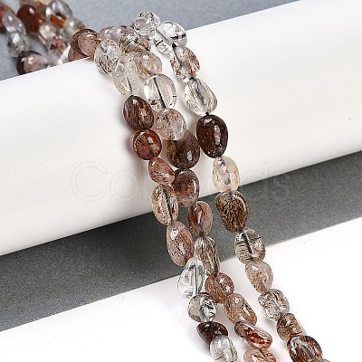 Natural Black Gold Rutilated Quartz Beads Strands G-P497-01A-16-1