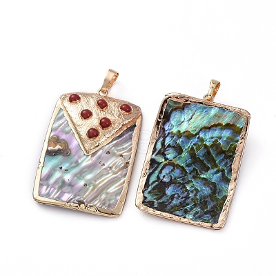 Electroplated Paua Shell Pendants X-BSHE-G024-06B-1