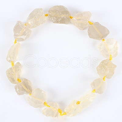 Natural Lemon Quartz Rough Nuggets Bead Strands G-E240-02B-1