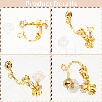 SOFPLATE 36Pcs Brass Screw On Clip-on Earring Findings KK-SP0001-18G-1