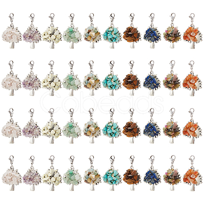 Unicraftale 4 Sets 10 Styles Mixed Stone Chip Beads Pendant Decorations Sets HJEW-UN0001-13-1