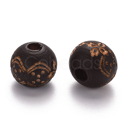 Painted Natural Wood Beads X-WOOD-N006-03A-05-1