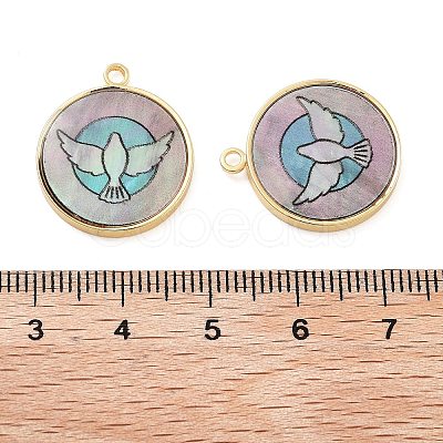 Alloy Pave Shell Flat Round Pendants FIND-C073-01G-02-1