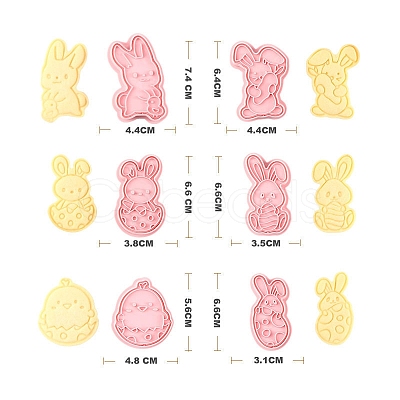 6Pcs 6 Styles Easter Theme Plastic Cookie Cutters EAER-PW0001-069-1