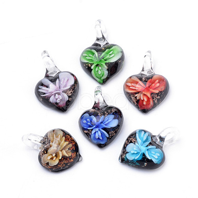 Handmade Gold Sand Lampwork Pendants LAMP-R138-06A-B-1