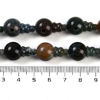 Natural Indian Agate 3-Hole Guru Beads Strands G-H064-E02-01-1