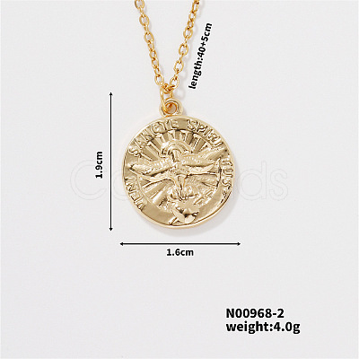 Minimalist Brass Flat Round Pendant Necklace for Women US8685-2-1