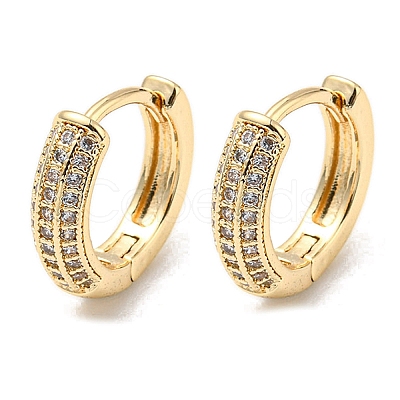 Brass with Clear Cubic Zirconia Hoop Earrings EJEW-B035-33KCG-1