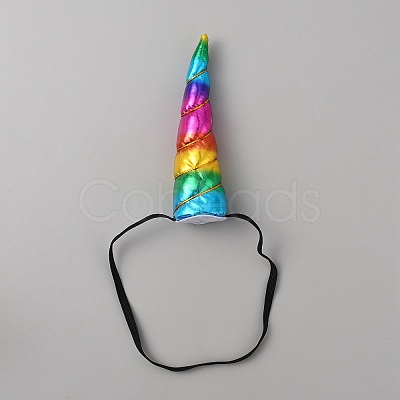 Polyester Unicorn Horn Ear Elastic Headband OHAR-WH0023-13A-1