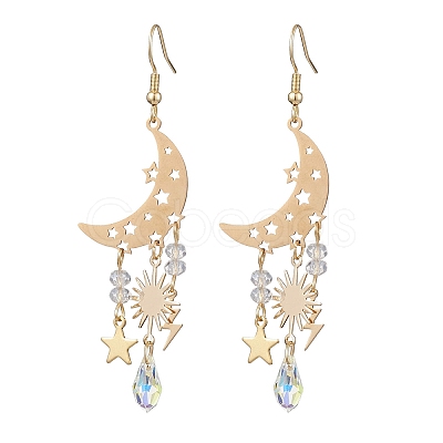 Moon & Star & Sun & Lightning Alloy Chandelier Earrings EJEW-JE05718-1