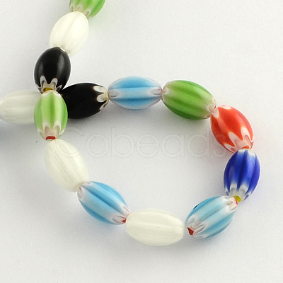 Oval Handmade Millefiori Glass Beads Strands X-LK-R004-85-1