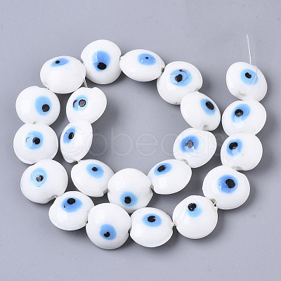 Handmade Evil Eye Lampwork Beads Strands X-LAMP-R143-04C-1