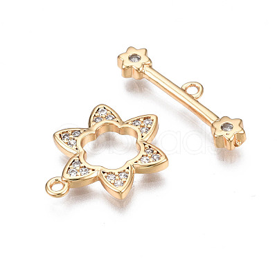 Brass Micro Pave Clear Cubic Zirconia Toggle Clasps KK-Q278-012-NF-1