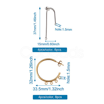 304 Stainless Steel Stud Earring Findings STAS-TA0004-66-1