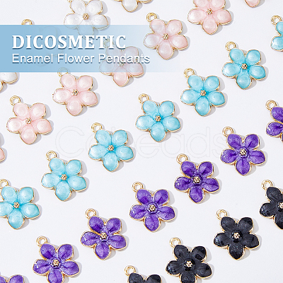 DICOSMETIC 150Pcs 5 Colors Alloy Enamel Pendants ENAM-DC0001-32-1