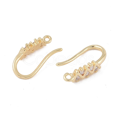 Brass Micro Pave Cubic Zirconia Earring Hooks KK-U008-11G-1