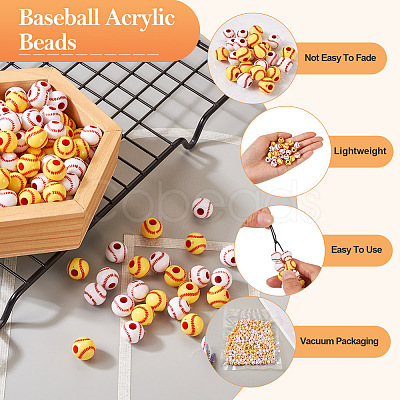 Biyun 200Pcs 2 Colors Opaque Acrylic Round Beads SACR-BY0001-02-1