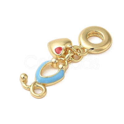 Rack Plating Brass Enamel European Dangle Charms KK-P279-33G-1