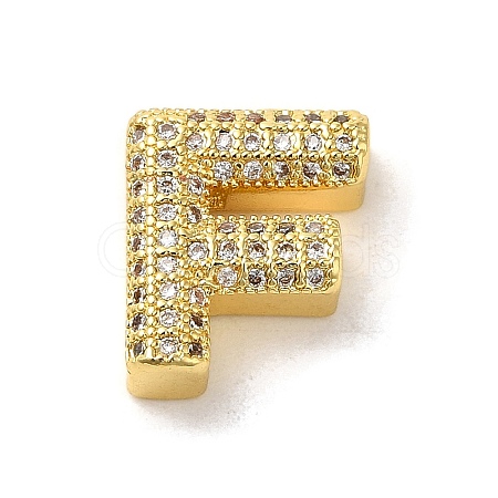 Brass Micro Pave Clear Cubic Zirconia Charms ZIRC-C009-01G-F-1