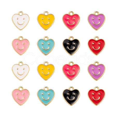 64Pcs 8 Colors Alloy Enamel Pendants ENAM-CJ0002-10-1