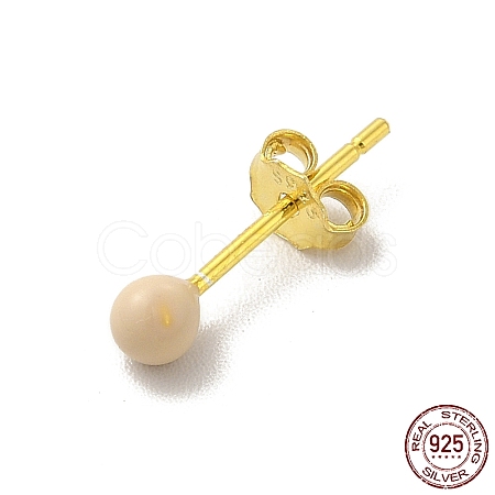 Enamel Round Ball Stud Earrings EJEW-C020-01G-03-1