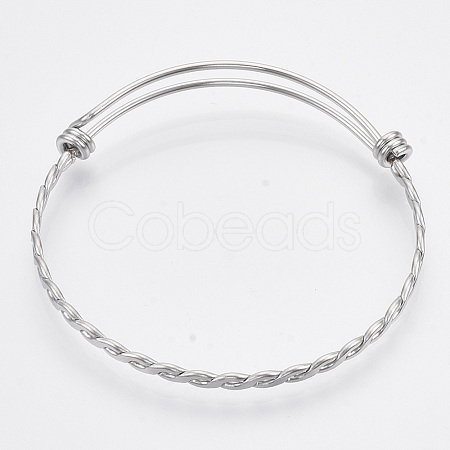 Adjustable 304 Stainless Steel Expandable Bangle Making BJEW-R306-01-1