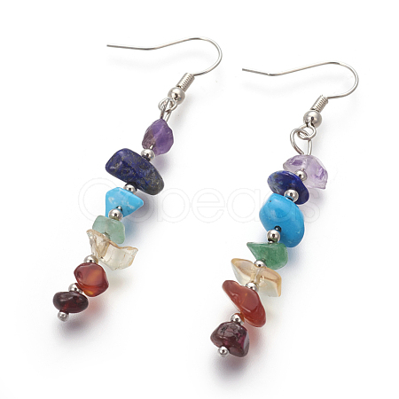 Natural Mixed Stone Dangle Earrings EJEW-I222-01-1