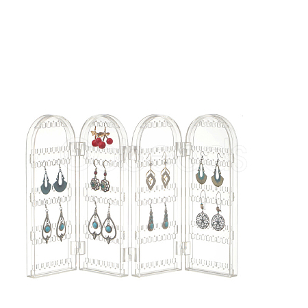 Acrylic Earring Display Folding Screen Stands with 4 Folding Panels PAAG-PW0011-03A-1