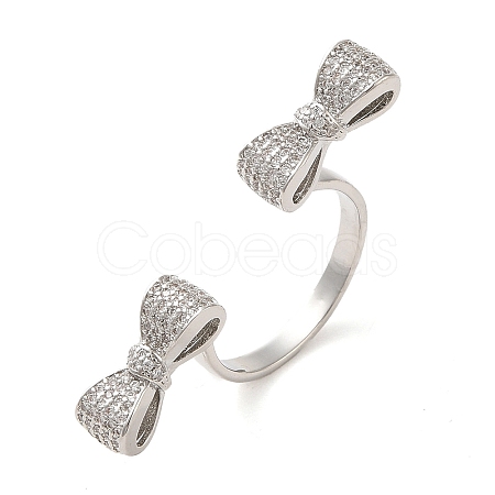 Brass Micro Pave Cubic Zirconia Cuff Rings RJEW-P102-04P-1