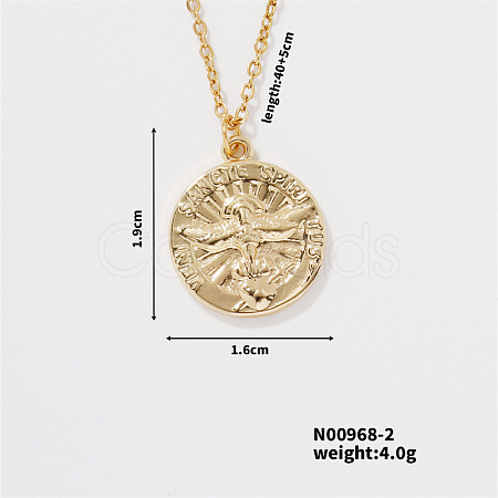 Minimalist Brass Flat Round Pendant Necklace for Women US8685-2-1
