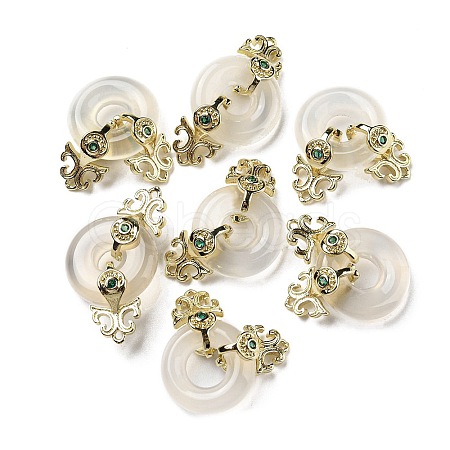 Natural White Agate Connector Charms G-R489-27G-1