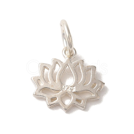 925 Sterling Silver Lotus Flower Charms with Jump Rings FIND-U013-02S-03-1